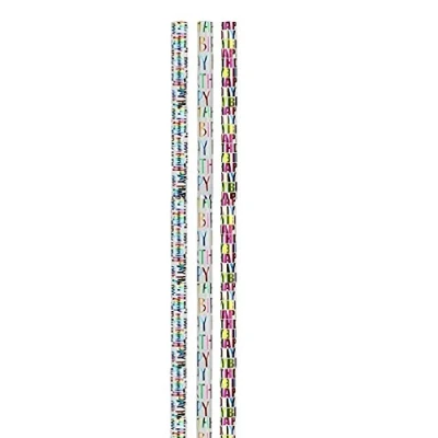 Image of 3 Pack of 70CM x 2M Wrap Wrapping Paper Ideal for All Occasions Metallic Birthday