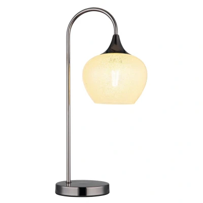 Image of Maxy Bedside Table Lamp Gunmetal Clear Glass Shade 1x E27