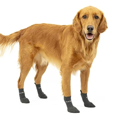 Image of Kurgo Blaze Dog Socks, Pet Socks for Outdoors, Stretch Shoes, Grey Medium