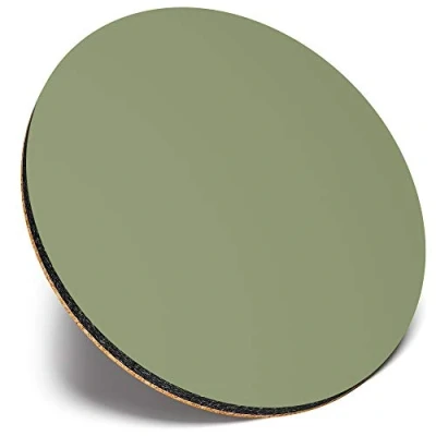 Image of Round Single Coaster Avocado Green Colour Block Glossy Quality Coasters Tabletop Protection for Any Table Type #44189