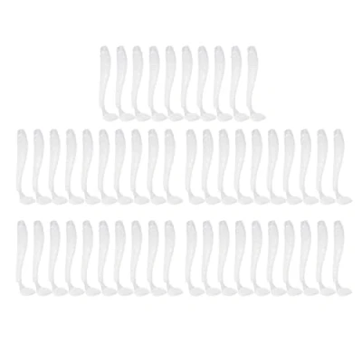 Image of Soft Fishing Lures,Fishing Lures, Plastic Worm Lures White,50pcs Baits Set, 5cm Bait T Tail Grub Fish Tackle Accessory 9 Colors (Pearl White)