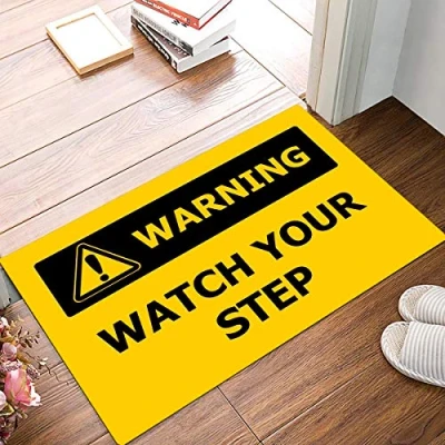 Image of Joelmat Watch Your Step Entrance Non Slip Indoor Rubber Door Mats for Front Door/Bathroom/Garden/Kitchen/Bedroom 23.6&quot;x 15.7&quot;…