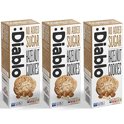 Image of Diablo Hazelnut Cookies No Added Sugar Sweetened with Maltitol 135g (Pack Of 3)
