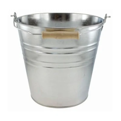 Image of Garden Mile® 12L Galvanised General Purpose Metal Steel bucket Cleaning Heavy Duty Strong with wooden handle Ash Coal Fire Water (12L)