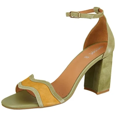 Image of Geox Women&#039;s D New Eraklia 80 Sandal, Pistachio Mustard, 5 UK