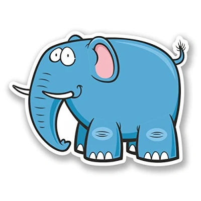 Image of 2 x 10cm Cartoon Happy Elephant Vinyl Decal Sticker Kids Helmet Skate Car #5736 (10cm Wide 7.5cm Tall)