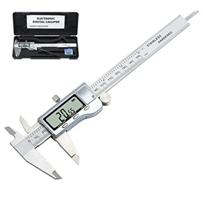 Image of Neoteck Digital Vernier Caliper 150mm/6Inch Stainless Steel Electronic Fractions/Inch/Metric Conversion Measuring Tool for Length Width Depth Inner Diameter Outer