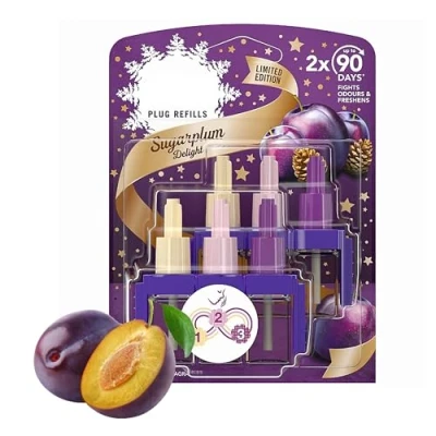 Image of 3volution Sugarplum Delight Refill Bundle Christmas Room Fresheners For Home Plug Refills with 3 Scents Air Freshener Pack of 2 x 20ml Topline Card. Ideal Xmas Gift &amp; Stocking Fillers.