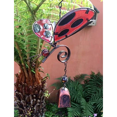 Image of Ladybird Wing Butterfly Sun Catcher Wind Chime Hanging Home Garden Decoration