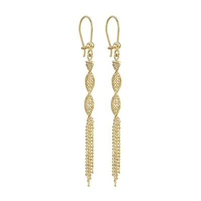 Image of Carissima Gold Women&#039;s 9 ct Yellow Diamond Cut Ball Twist Tassel Drop Earrings