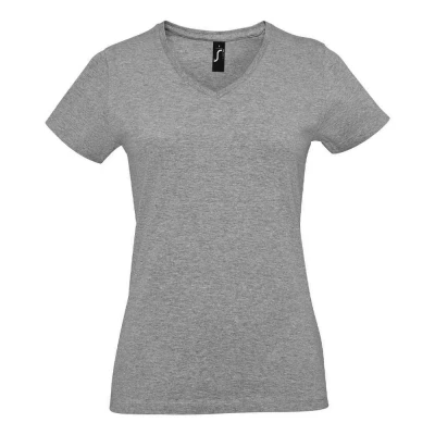 Image of SOLS Womens/Ladies Imperial V Neck T Shirt (Grey Marl) Size 2XL