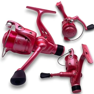 Image of NGT CKR30 Pink Carp Coarse Fishing Reel Float Spinning 8lb Line Womens Girls
