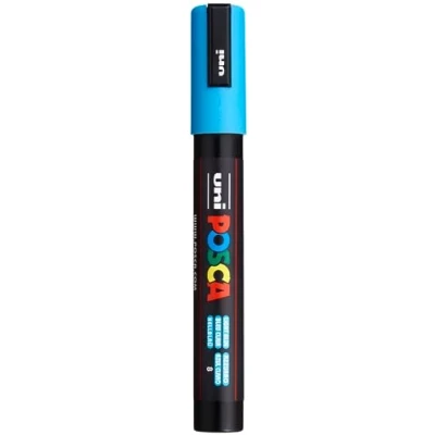 Image of Uni Posca Marker PC 5M Paint Glass Pen Fine Bullet Tip 2.5mm Light Blue