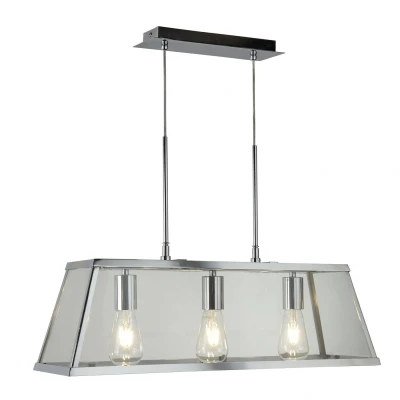 Image of Voyager 3 Light Ceiling Pendant Bar Chrome, Clear, E27