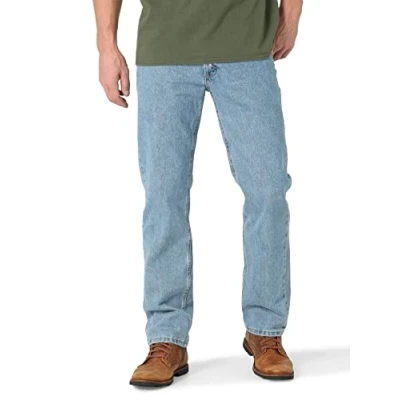 Image of Wrangler Authentics Men&#039;s Classic 5 Pocket Regular Fit Cotton Jean, Light Stonewash, 34W x 36L