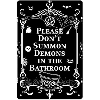 Image of Buywell Bathroom Sign, Signs, Gothic Decor Vintage Home Poster Wall Art Tin Sign Metal 8X12 Inches