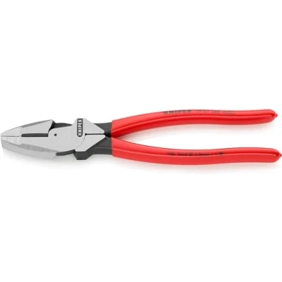 Image of Knipex Lineman&#039;s Pliers American style black atramentized, with non slip plastic coating 240 mm (self service card/blister) 09 01 SB