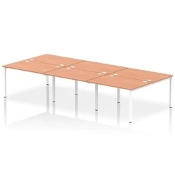 Image of Impulse Bench B2B 6 Person 1200 White Frame Office Desk Beech