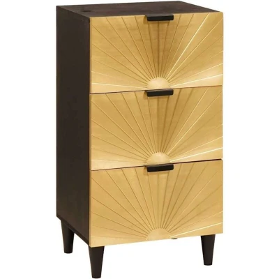 Image of vidaXL Sideboard Black and Gold 40 x 33 75 cm Solid mango wood