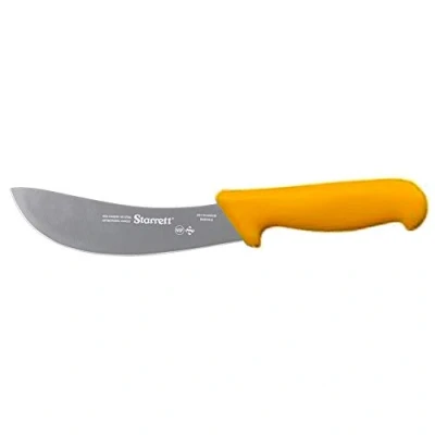 Image of Starrett Professional Skinning Knife BKY206 6 Yellow Handle Narrow Curved 6&quot; Sanitized Stainless Steel Blade Hunters Butchers Kitchen Chef&#039;s