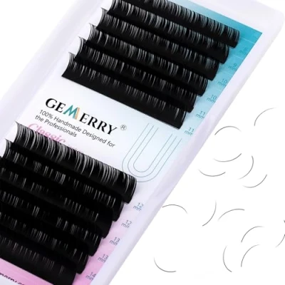 Image of Classic Eyelash Extensions D curl Lashes 0.2mm 8 14mm Mix 1:1 Black Individual Single Silk Eyelashes Professional Use by GEMERRY (0.2 mix)