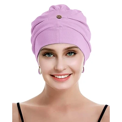 Image of osvyo Cotton Chemo Headwear for Women with Cancer and Hair Loss, Hat, Lightweight Headwear, Sealed Packaging, bright Purple, One Size
