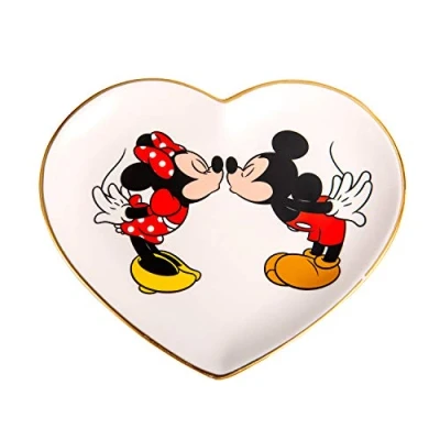 Image of Disney Minnie &amp; Mickey Mouse Multicoloured Gift Heart Shaped Trinket Tray VC700063L.PH