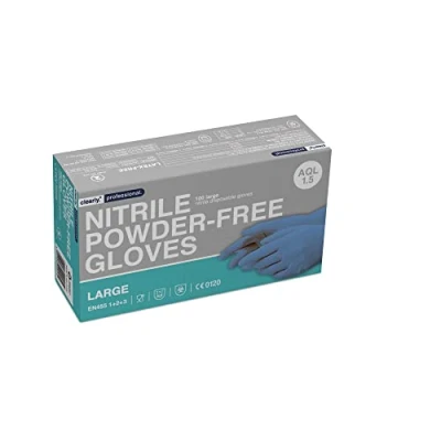 Image of Blue Vinyl Powder free Latex gloves, disposable Multi purpose &amp; extra strong, Box of 100 (Blue, Large)