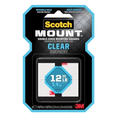 Image of Scotch Mount Clear Double Sided Mounting Squares: 1 in. x (Clear) / 48 Squares