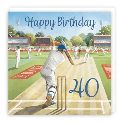 Image of Hunts England Cricket Fun 40th Birthday Card Milo&#039;s Gallery Age 40 Sport For Year Old Fan Forty