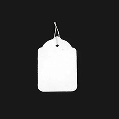 Image of New White Strung Price Labels TIE ON Tags Pack of 100 (42 X 27 MM)