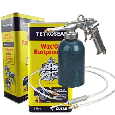 Image of Tetroseal CLEAR WaxOil Rustproof Protector 10L Protection Wax/Oil [2 x 5Litre Can] Powerful heavy duty rust preventative + SG18 Air Operated Injection Gun Lances