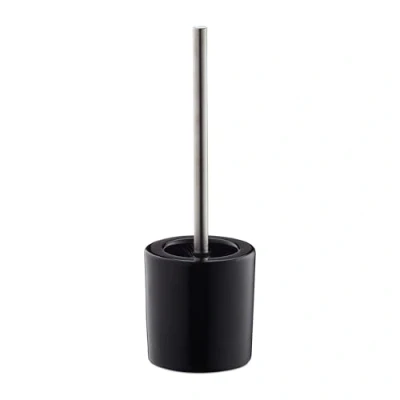 Image of Relaxdays Bathroom &amp; Toilet Accessory Set, Brush Holder, Head, Bath HxD 38.5 x 12.5 cm, Black