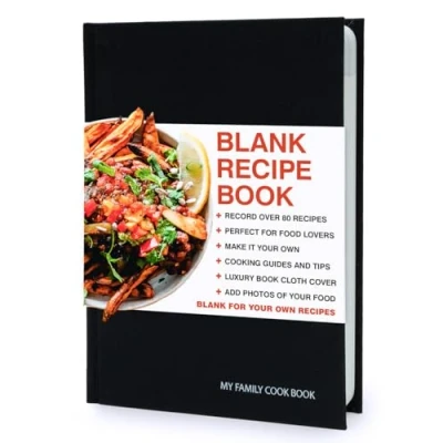 Image of Suck UK Recipe Book For Own Recipes Blank &amp; Journal Hardcover Cook Write Your Family Folder Notebook My Cookbook Black