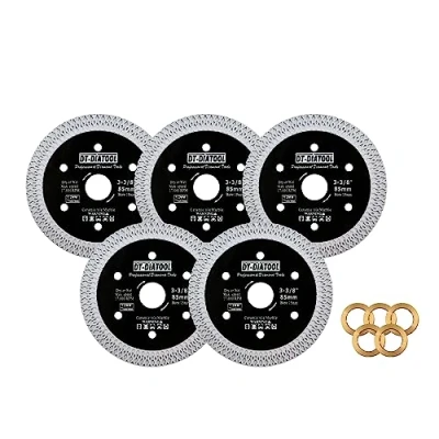 Image of DT DIATOOL Diamond Tile Blade 3 3/8&quot; (85mm) Cutting Porcelain Ceramic Marble Granite Circular Saw with X Mesh Segment Arbor 10mm 15mm Pack of 5