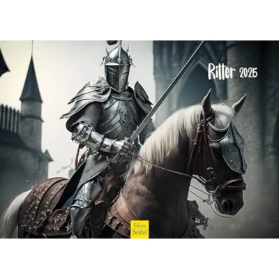 Image of Edition Seidel Premium Calendar Knight 2025 Format DIN A3 Wall Warrior Fantasy Rider Horse Round Medieval Kingdom