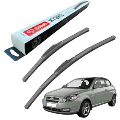 Image of Silbak Windscreen Wipers, fits for HYUNDAI ACCENT HATCHBACK (04/2006 02/2012) Wiper Blades, 550mm/400mm, Front Blades Set Accessories,