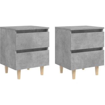 Image of vidaXL Bed Cabinets &amp; Solid Pinewood Legs 2 pcs Concrete Grey 40x35x50 cm