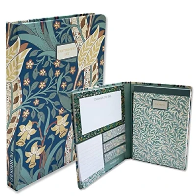 Image of LaCyan Multicolor William Morris Sticky Notes Folder A5 Notepad, Notes, Pencil Organiser Gift