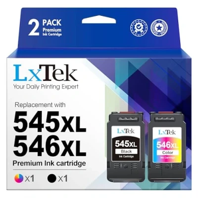 Image of LxTek PG 545XL CL 546XL Ink Cartridges Replacement for Canon PIXMA TR4551 MG2550 MG2550S TS3150 TS3350 TS3351 TS3450 TS3452 TR4650 (Black Colour, 2 Pack)