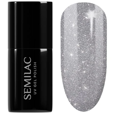 Image of SEMILAC 334 Silver Lavender Nail UV Gel Polish Long Lasting and Easy to Apply Soak off UV/Led Perfect for Home Professional Manicure Pedicure 7 ml