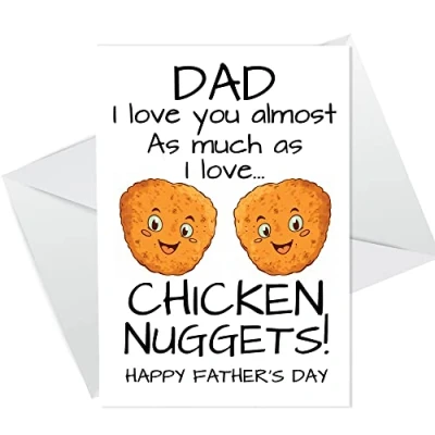 Image of RED OCEAN Funny Joke Father&#039;s Day Card Chicken Nugget Theme Fathers For Dad Humour From Daughter Son