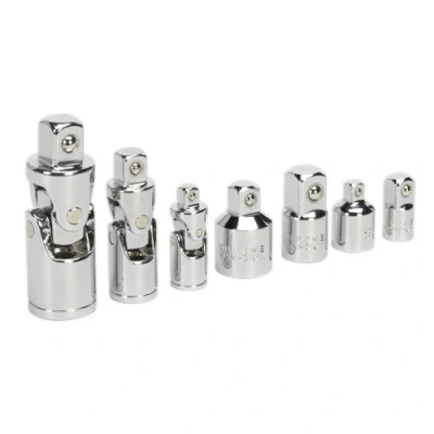 Image of Sealey Premier Universal Joint &amp; Socket Adaptor Set 7pc 1/4&quot;, 3/8&quot; 1/2&quot;Sq Drive