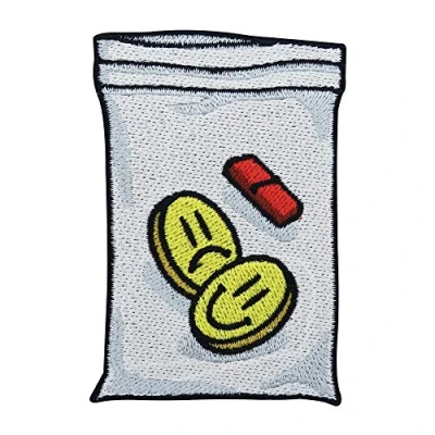 Image of Happy Pill vs. Sad Iron on Patch Patches, Patch, Embroidery Ironable Badges Finally Home
