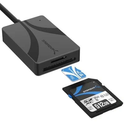 Image of SABRENT Memory Card Reader, USB Type C Dual Slot UHS II SDXC and microSDXC SD 4.0 5Gbps, Aluminum Case, Ultra Slim, Plug Play (CR CSDM)