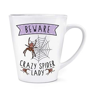 Image of Beware Crazy Spider Lady 12oz Latte Mug Cup