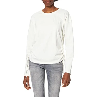 Image of NA KD Women&#039;s Drawstring Detailed Top Shirt, Off White, 2X Small