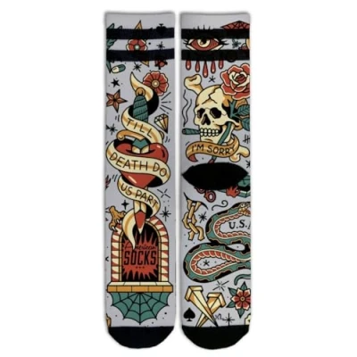 Image of American Socks Mid High Sports Sokken for Men and Women, Crossfit Sokken, Padel Running Fiets , en Skate sokken., Till Death Do Us Part, 36 41