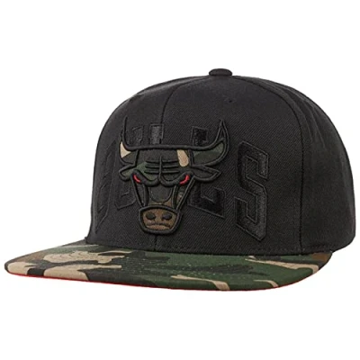 Image of Mitchell &amp; Ness Chicago Bulls Camo Visor Snapback NBA Cap, One Size