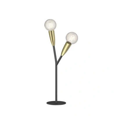 Image of Lucande Carlea table lamp, 2 bulb, black and brass